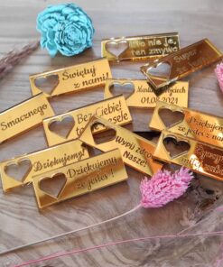 Winietki na sztućce ( pleksa złote lustro)