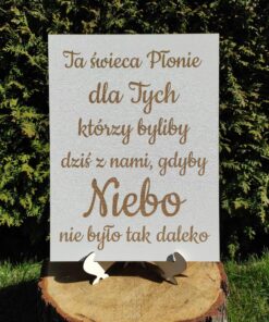 Tablica - Ta świeca płonie + stojak Biała