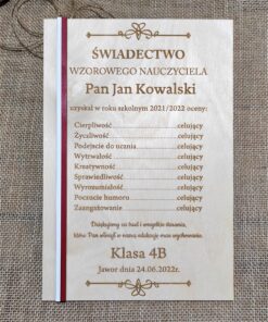 Świadectwo dla nauczyciela