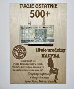 18 URODZINY tabliczka 500+