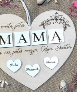 Duża zawieszka serce DZIEŃ MAMY 1-8 Serc